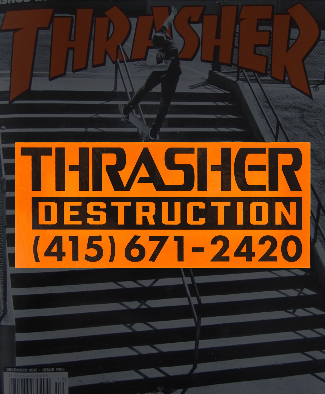 THRASHER DESTRUCTION STICKER ORANGE/BLACK