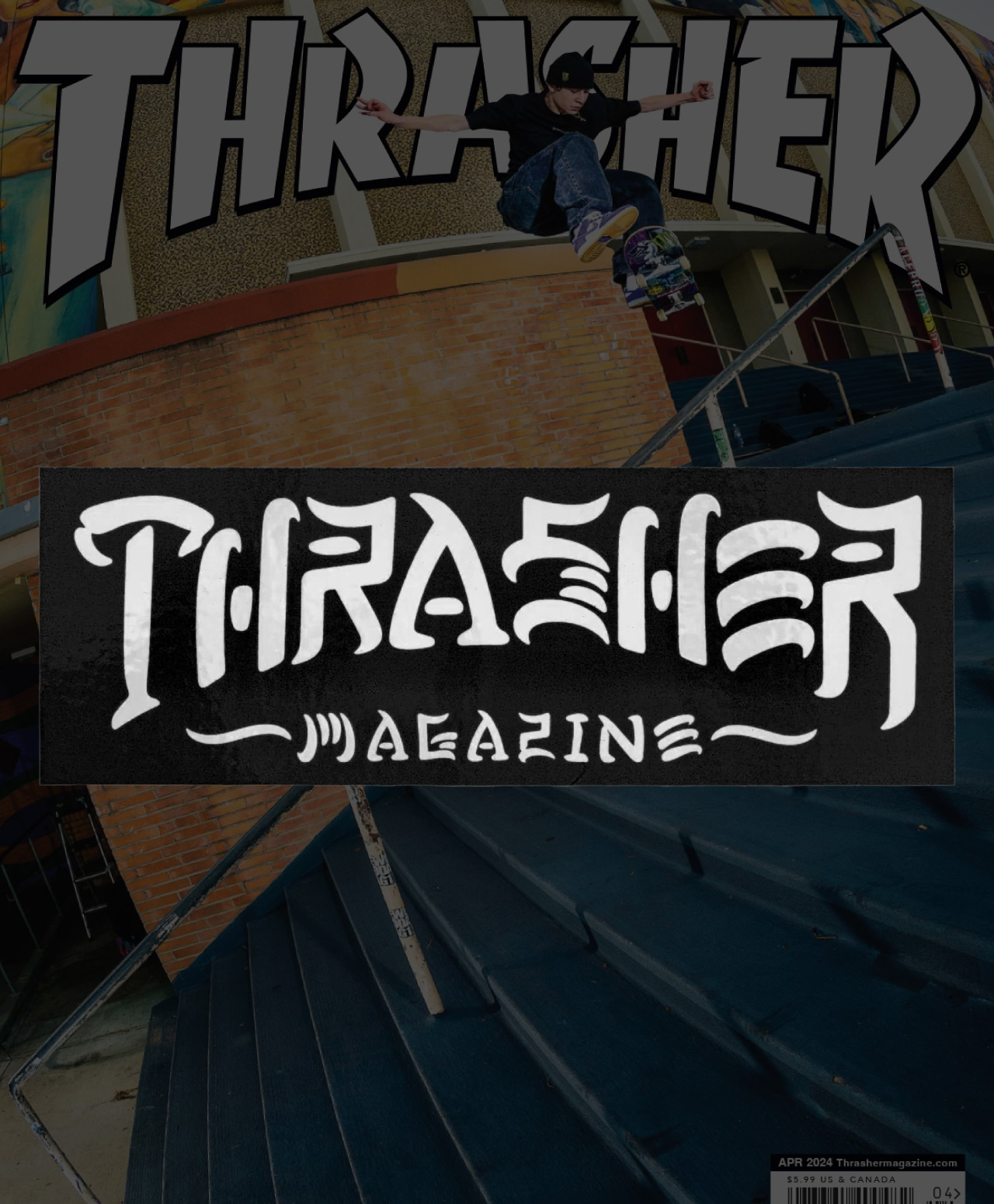 THRASHER THRASH & DESTROY STICKER BLACK/WHITE