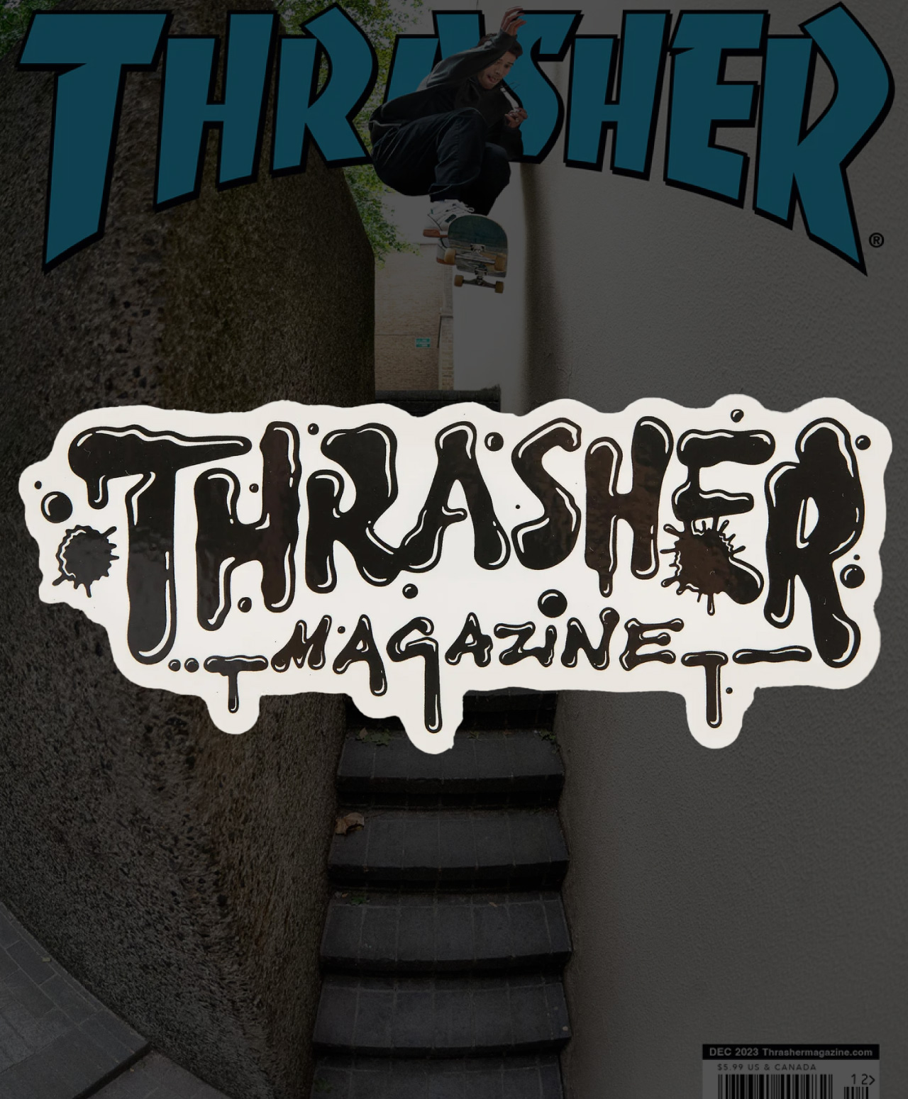 THRASHER WET PAINT STICKER WHITE/BLACK