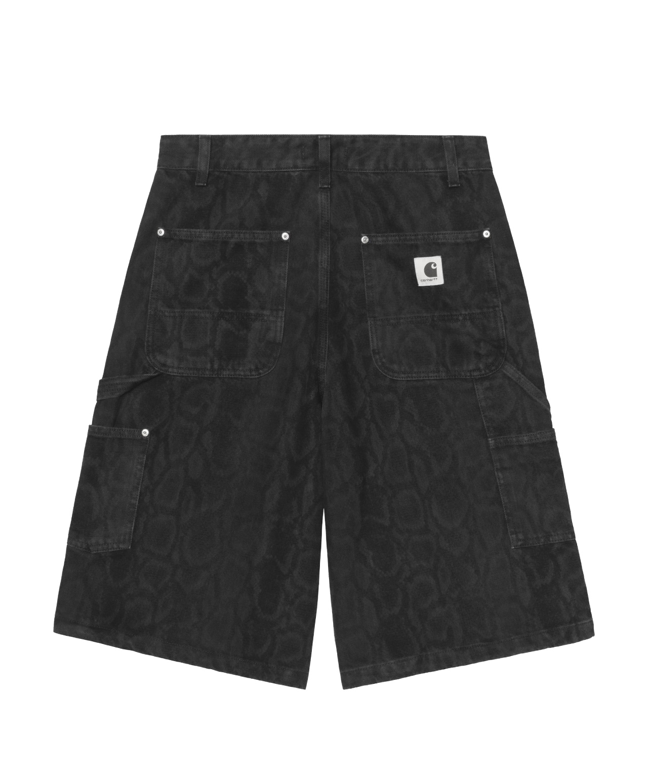 CARHARTT WIP WOMENS SNAKE NIXON DOUBLE KNEE SHORT SNAKE CAMO/BLACK HEAVY STONE WASH
