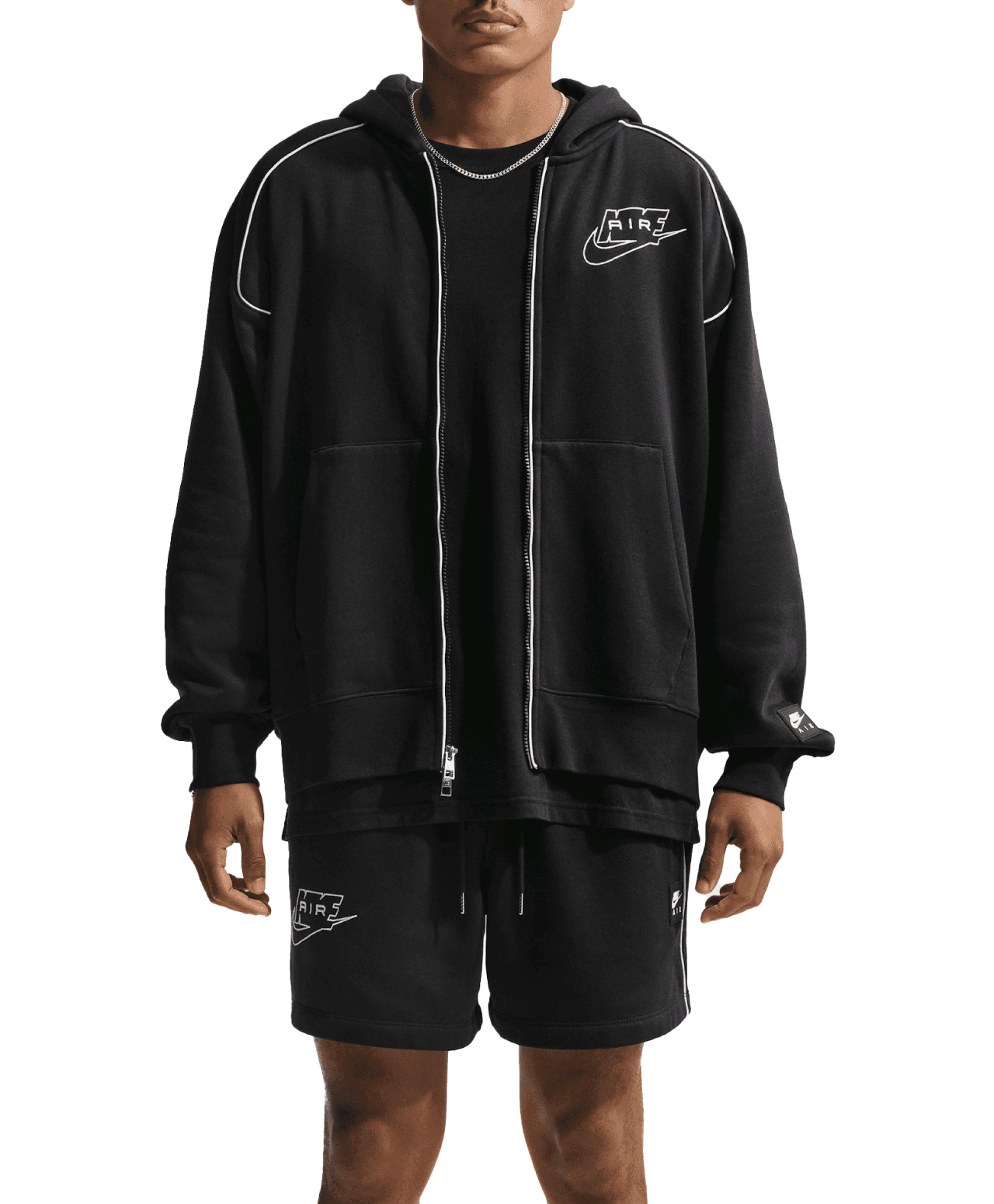 NIKE SPORTSWEAR AIR ZIP HOOD BLACK/WHITE
