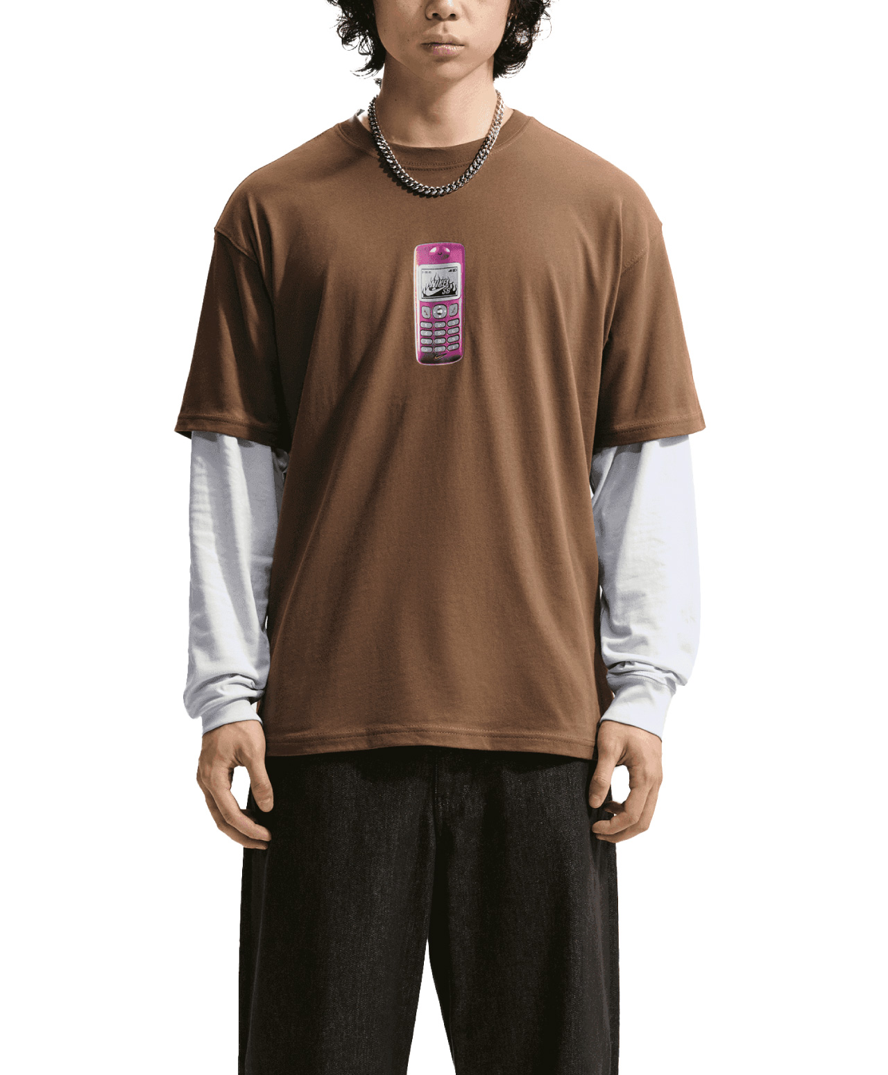 NIKE SB CELL PHONE TEE MOSSWOOD BROWN