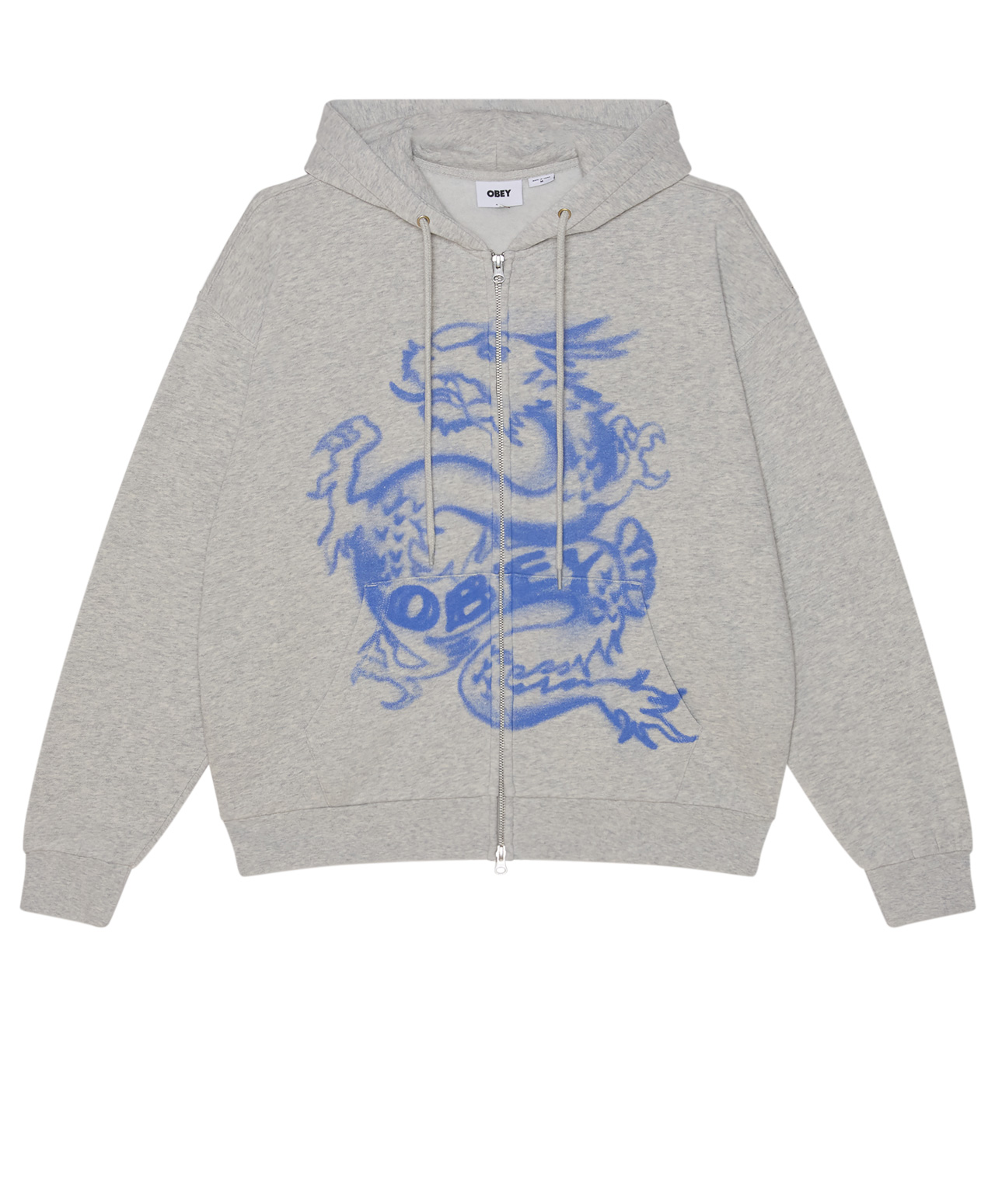 OBEY DRACO ZIP HOOD DUSTY ASH GREY