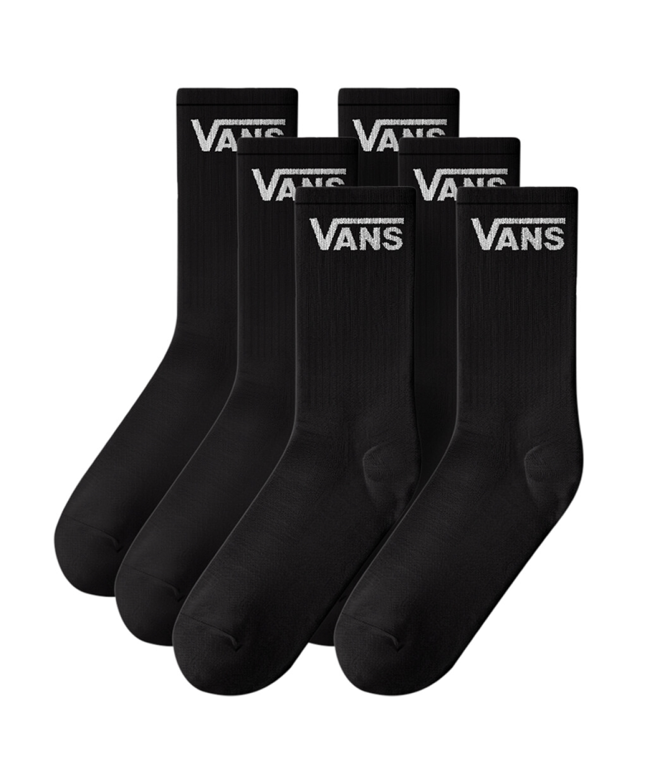 VANS CLASSIC HALF CREW SOCKS 6-PACK BLACK
