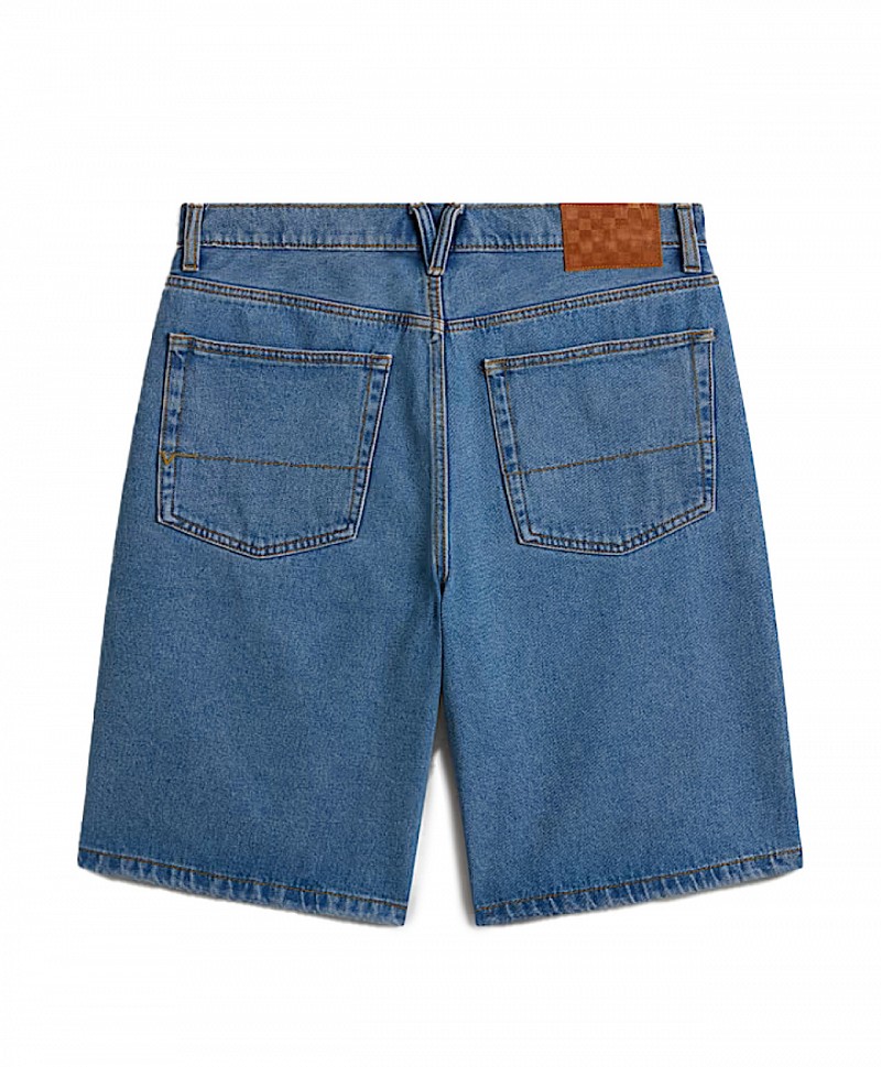 VANS CHECK-5 BAGGY DENIM SHORTS BLUE