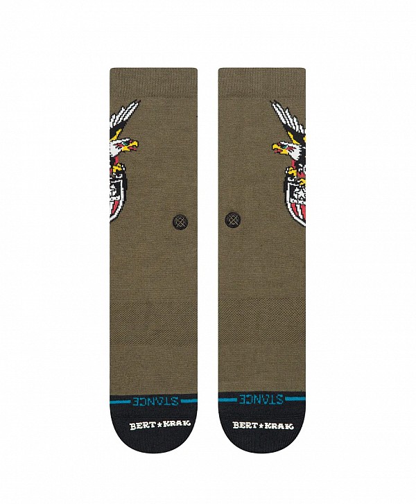 STANCE X BERT KRAK THE EAGLE CREW SOCKS MILITARY GREEN